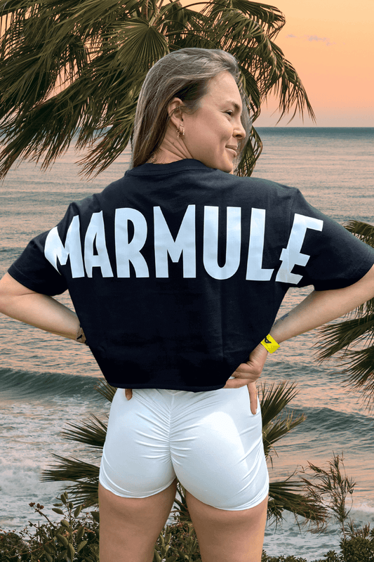 T-shirt Oversize “Marmule”  noir crop top