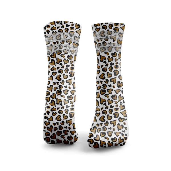 Chaussettes Paillettes Leopard Print Hearts HEXXEE