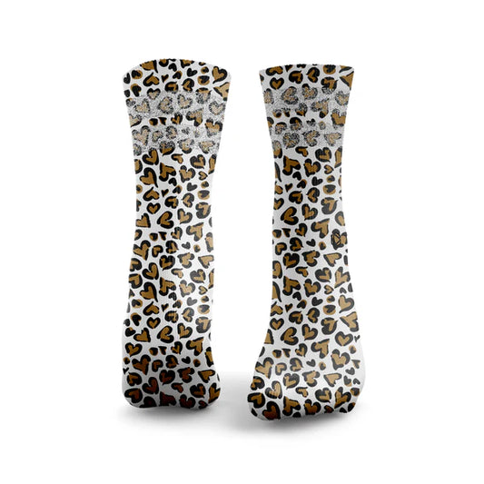 Chaussettes Paillettes Leopard Print Hearts HEXXEE