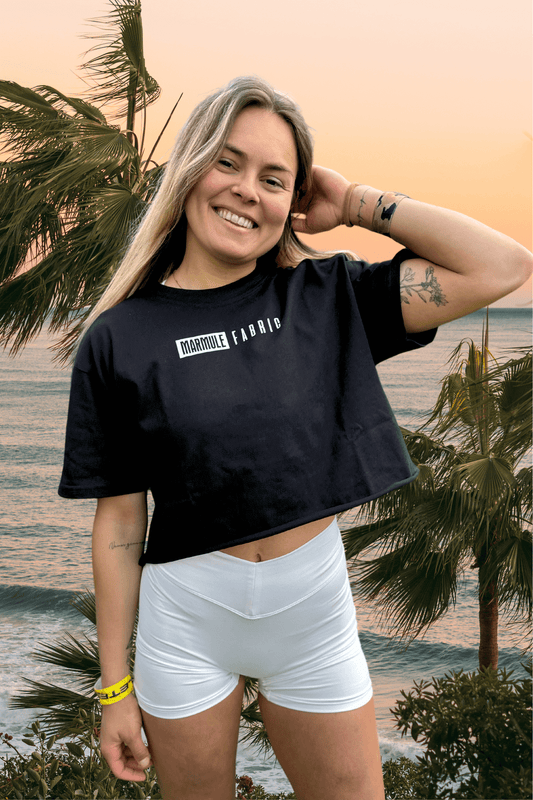 T-shirt Oversize “Marmule”  noir crop top