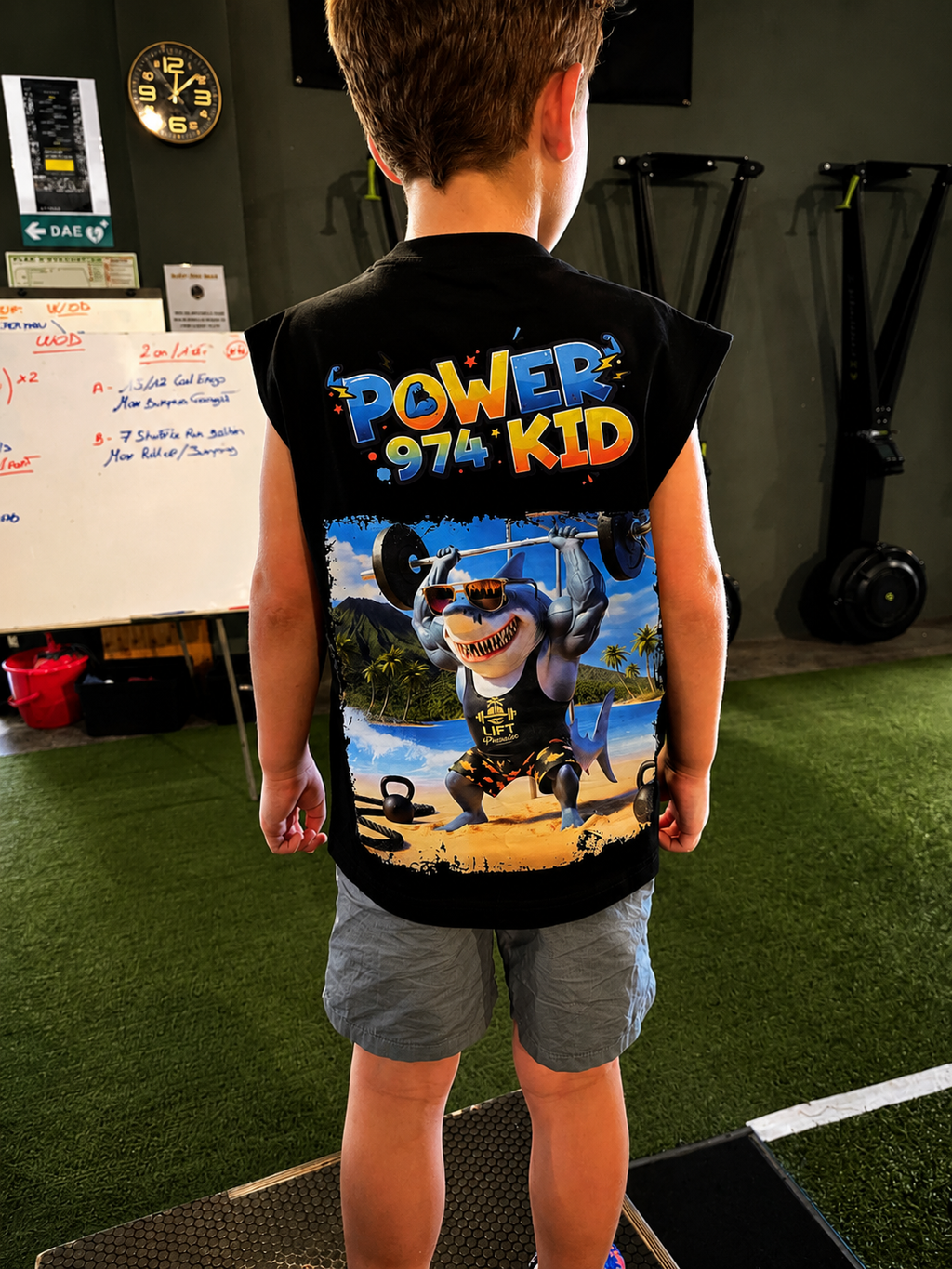 T-Shirt oversize Tank for KIDS - "Shark who lift"