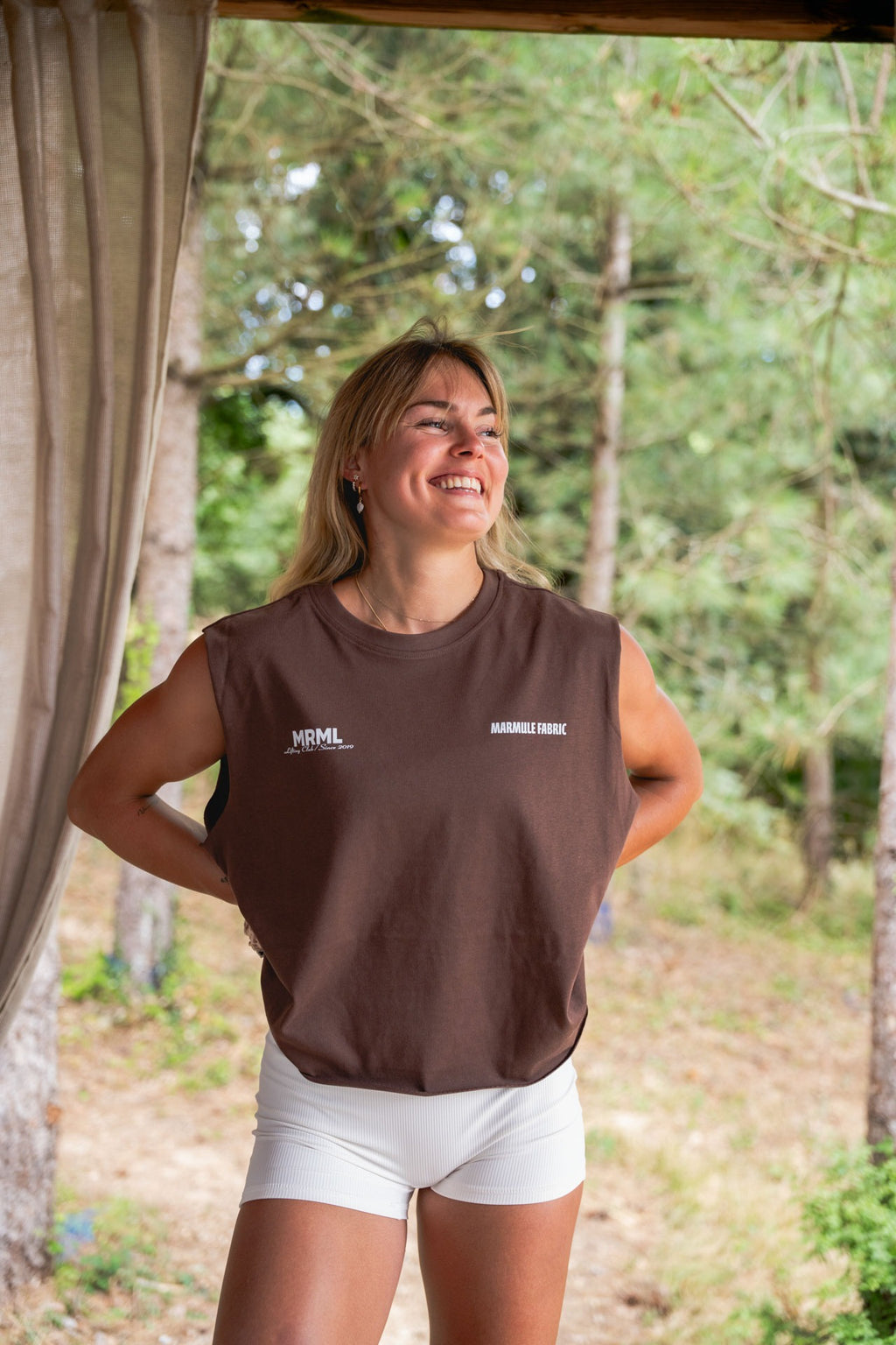 MARMULE-Tshirt Oversize Tank “MRML” marron