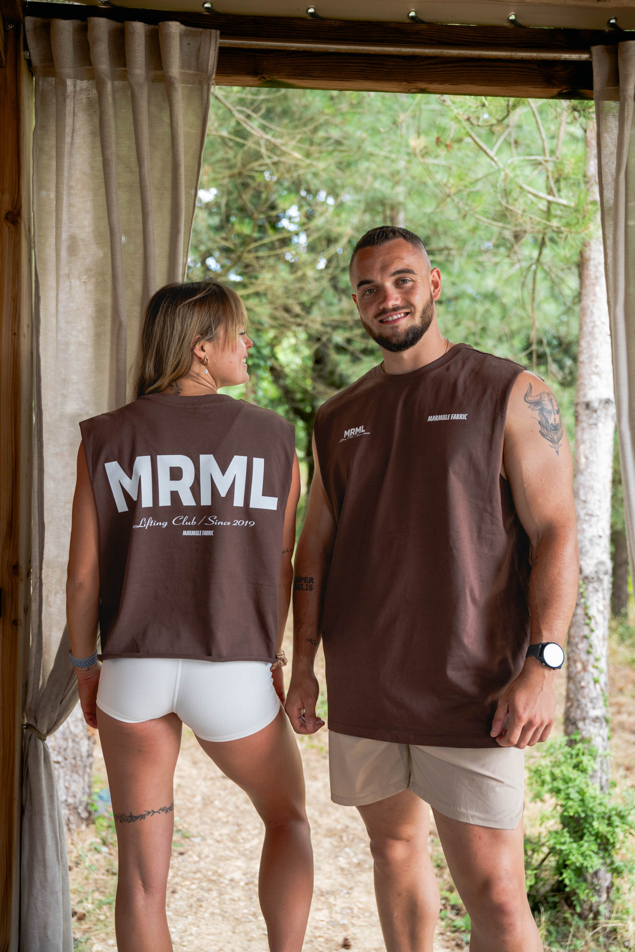MARMULE-Tshirt Oversize Tank “MRML” marron
