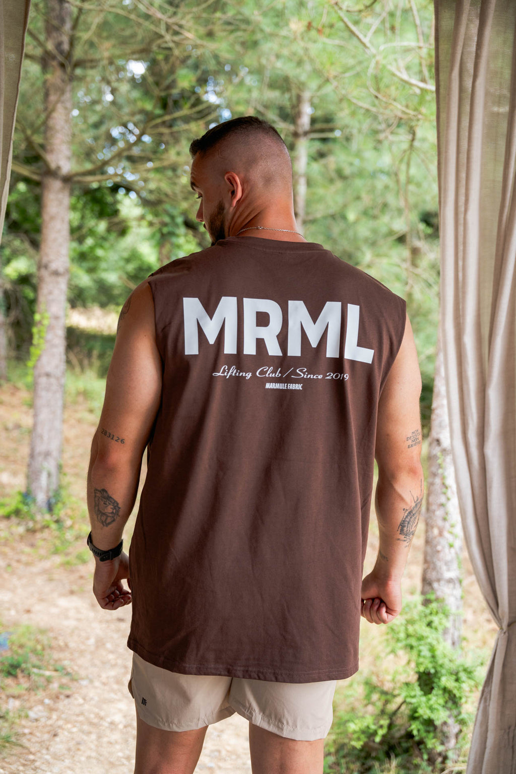 MARMULE-Tshirt Oversize Tank “MRML” marron