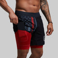 BORN PRIMITIVE-Versatile Short avec compression 7" RED LINE GUNMETAL