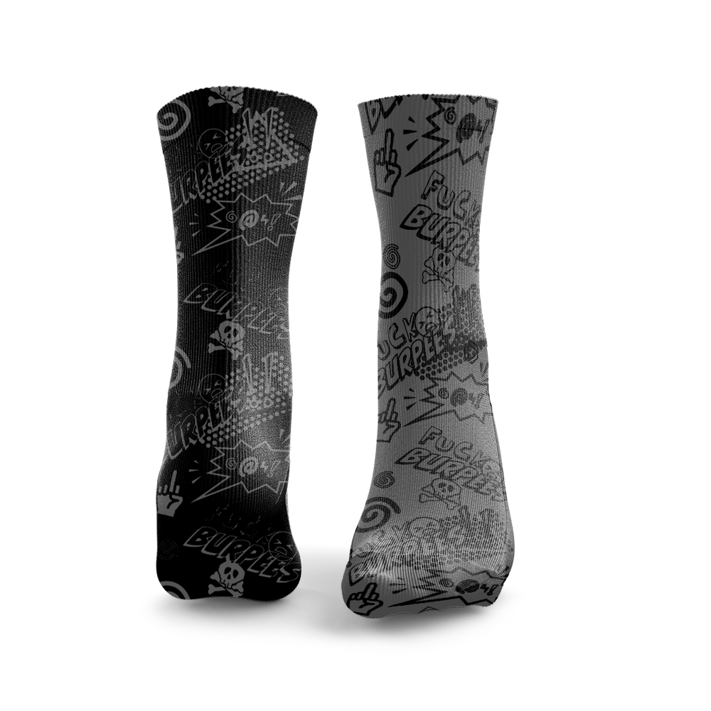Chaussettes  Fuck Burpees black&grey HEXXEE