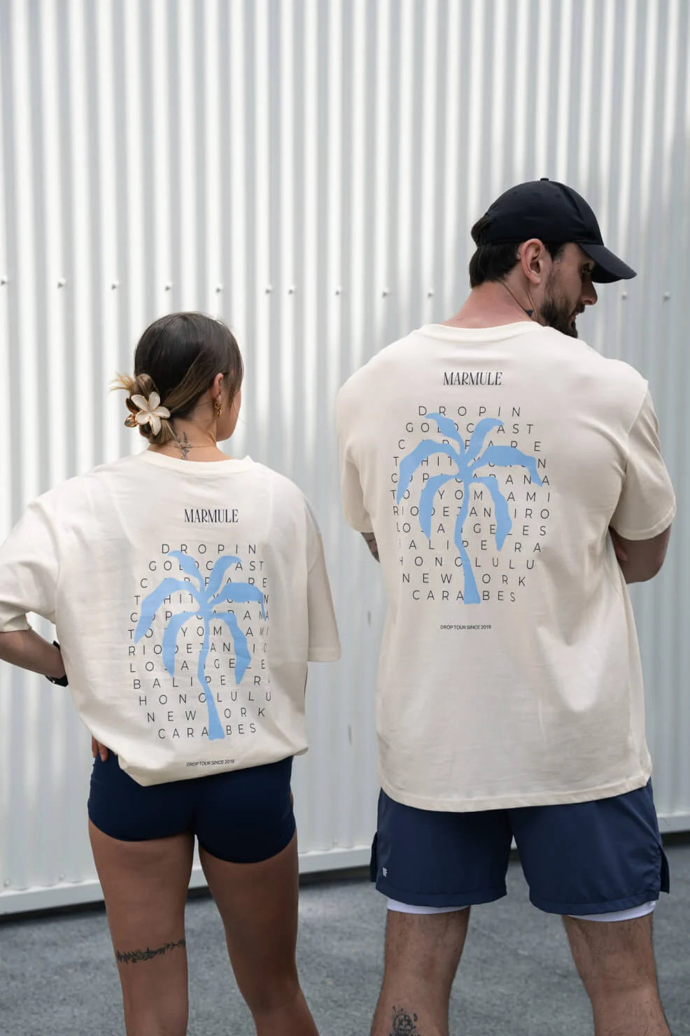 MARMULE-Tshirt Oversize “Palm Drop Blue”