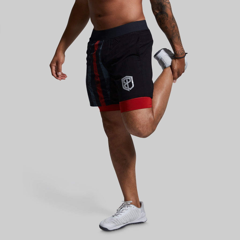 BORN PRIMITIVE-Versatile Short avec compression 7" RED LINE GUNMETAL