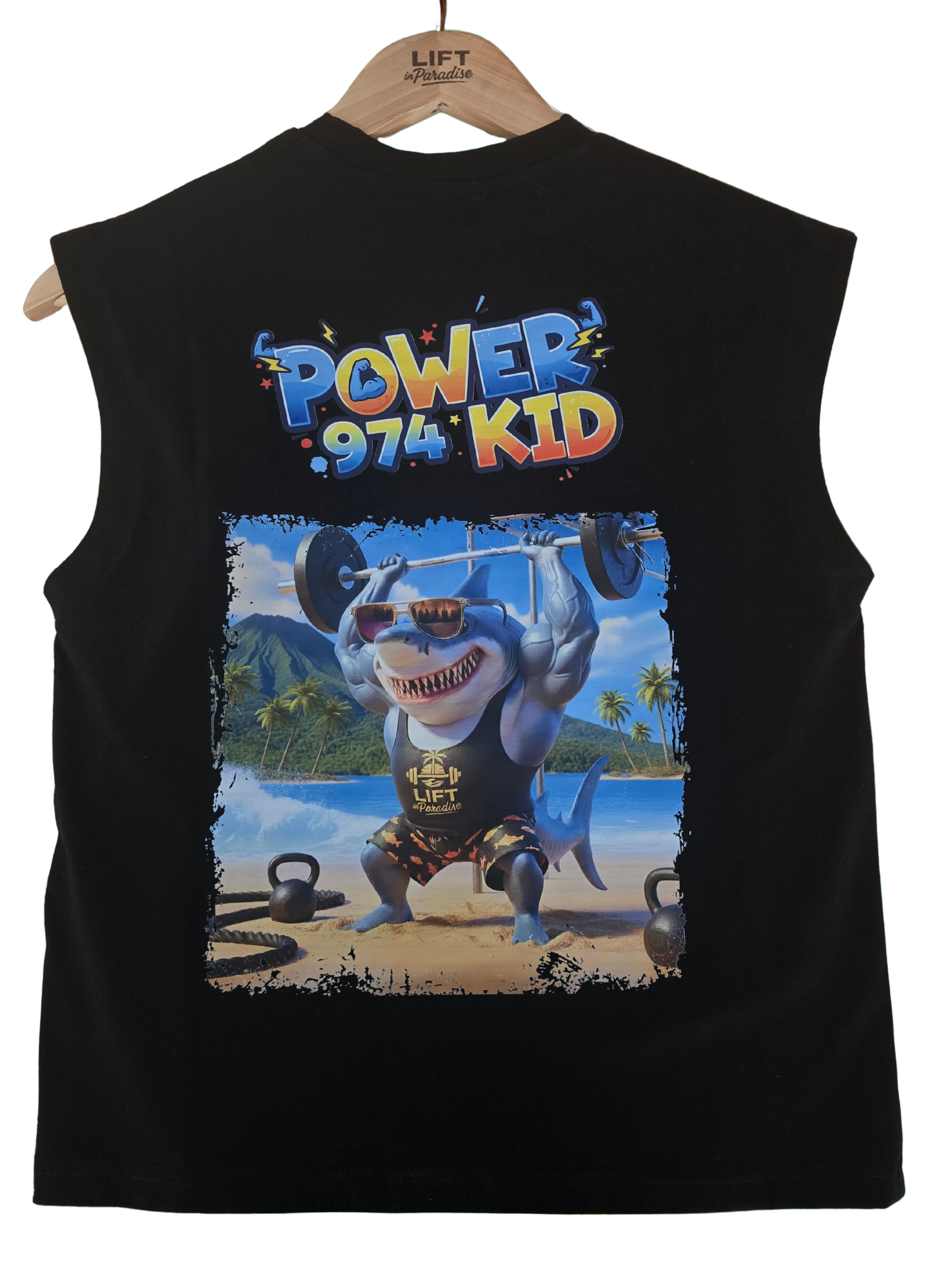 T-Shirt oversize Tank for KIDS - "Shark who lift"