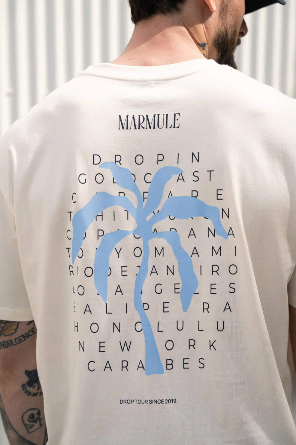 MARMULE-Tshirt Oversize “Palm Drop Blue”